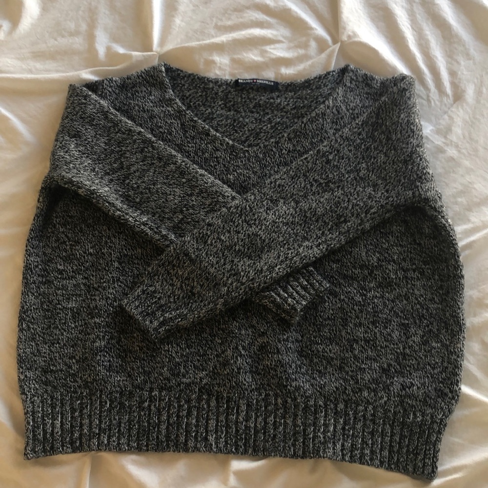 Brandy Melville Dark Gray V Neck Sweater